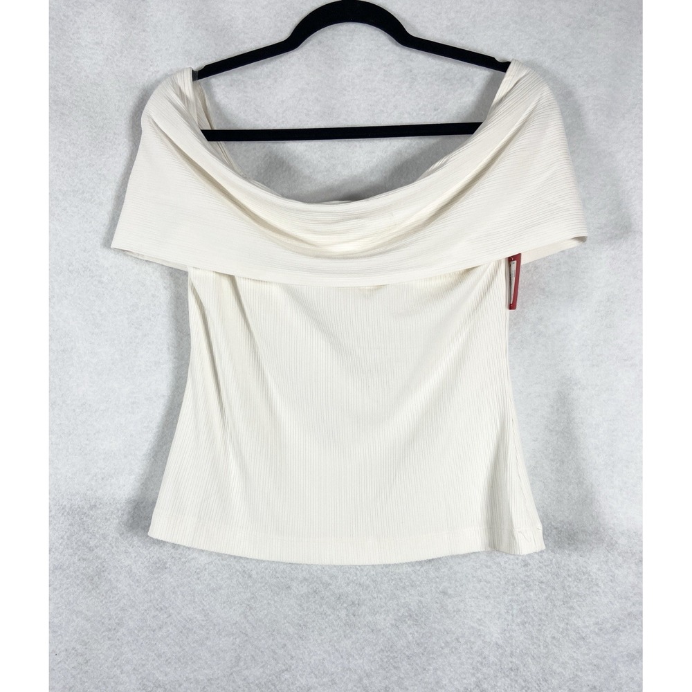 Spanx Top Women's Large Cream Powder Off The Shoulder Ribbed New
